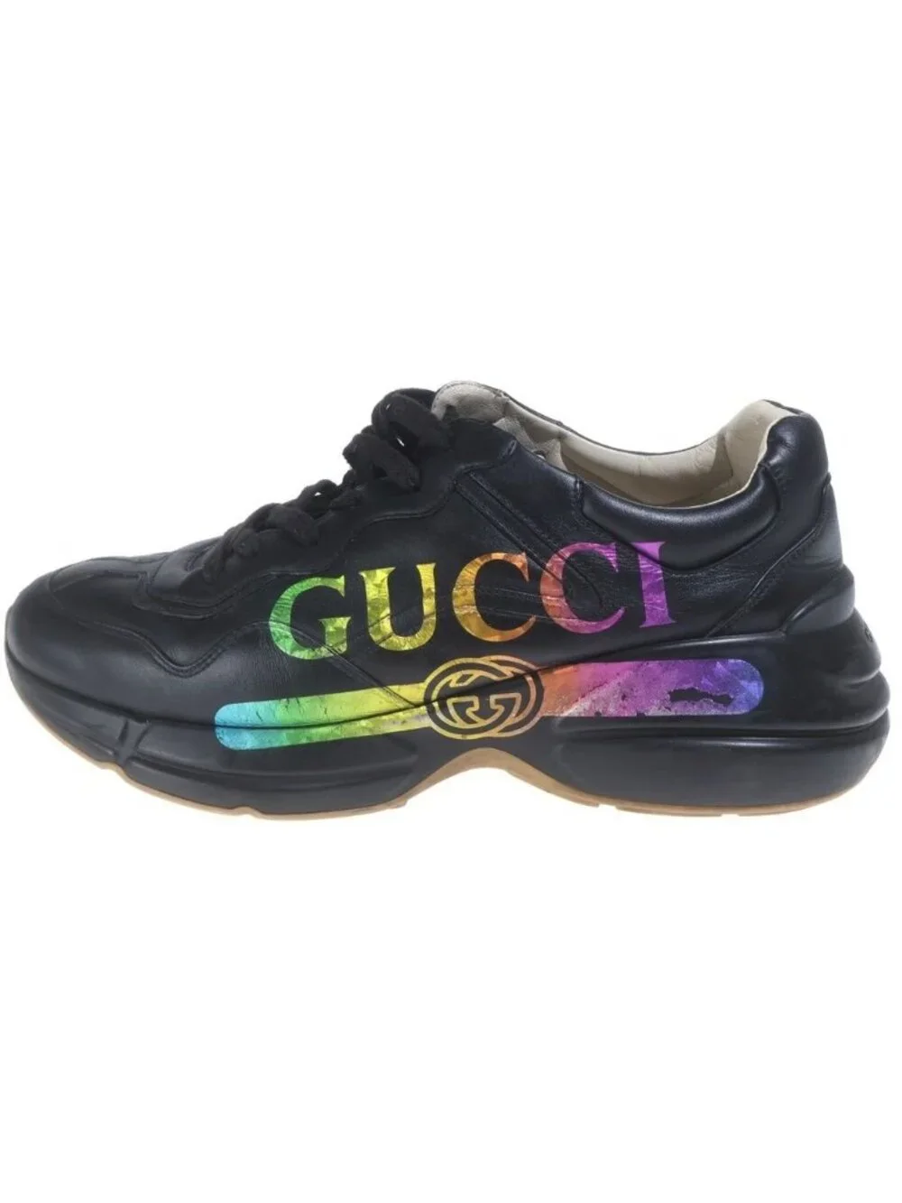Gucci Rhyton GG Supreme Leather Dat Sneakers Black